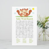 Papier Renard endormi Baby shower Word Search Jeu (Debout devant)