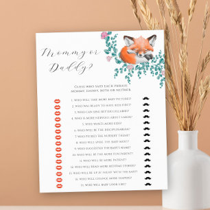 Papier Renard mignon - jeu de baby shower maman ou papa
