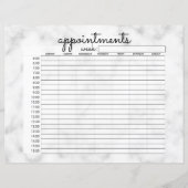 Papier Rendez-vous affaires en marbre noir blanc simple (Devant)