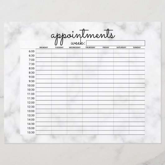 Papier Rendez-vous affaires en marbre noir blanc simple (Devant)