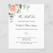 Papier Renouvellement de vœux de mariage floral rose budg (Devant)