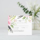 Papier Réponse de mariage Olive Blush Rose (Debout devant)