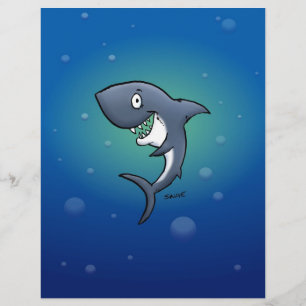 Papier Requin drôle souriant sur fond bleu