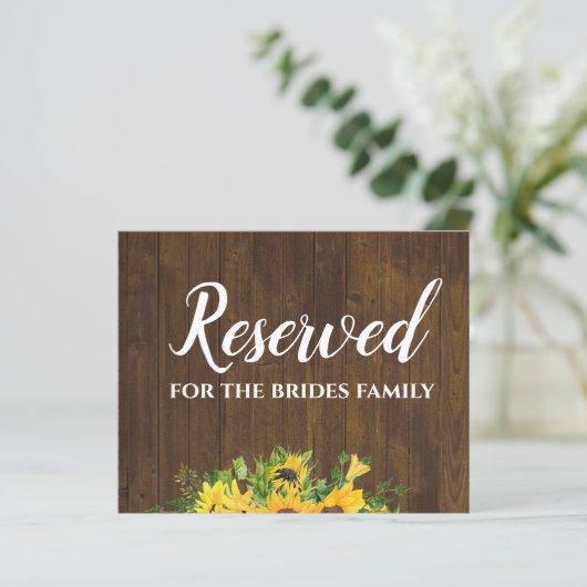 Papier Réservé pour Brides Family Rustic Mariage Sign (Debout devant)