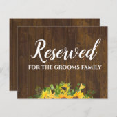 Papier Réservé pour Grooms Family Rustic Mariage Sign (Devant / Derrière)