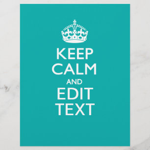 Papier Restez calme et votre texte sur Accent Turquoise