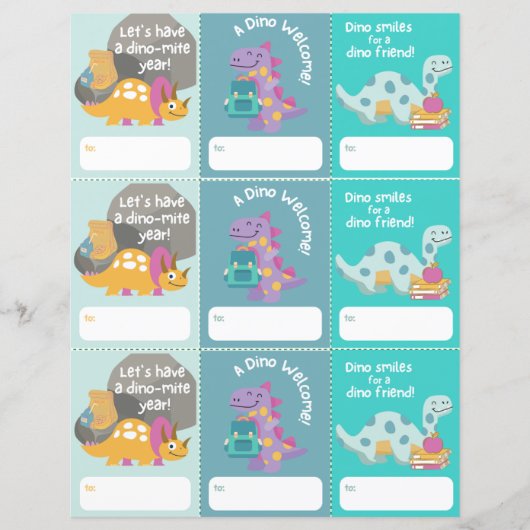 Papier Retour à l'école Accueil Dinosaur étiquette imprim (Devant)