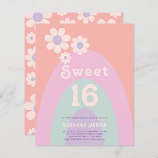 Papier Retro 16e fête d'anniversaire (Devant / Derrière)