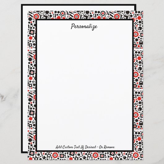 Papier Retro Art Déco Motif rouge et noir Personnaliser (Devant / Derrière)