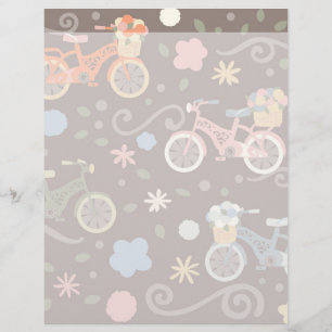 Papier Rétro Bicycle et Flowers