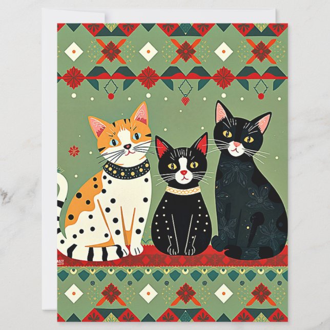 Papier Retro Christmas cats craft paper (Devant)