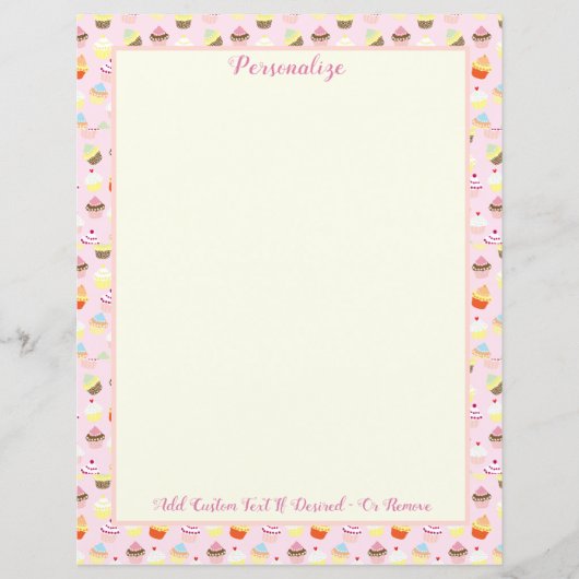 Papier Rétro Cupcakes Boulangerie Dessert Personnaliser (Devant)