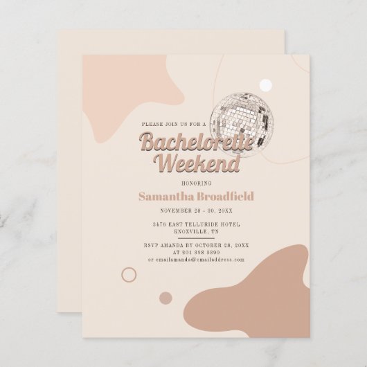 Papier Retro Disco Bachelorette Week-end Fête Invitation (Devant / Derrière)