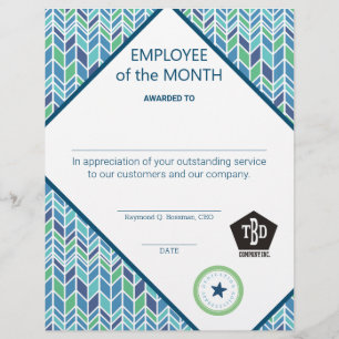 Papier Rétro employé du mois prix d'appréciation