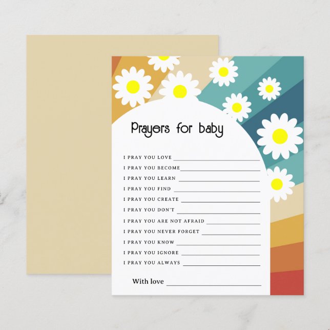 Papier Retro Groovy - Prières pour bébé (Devant / Derrière)