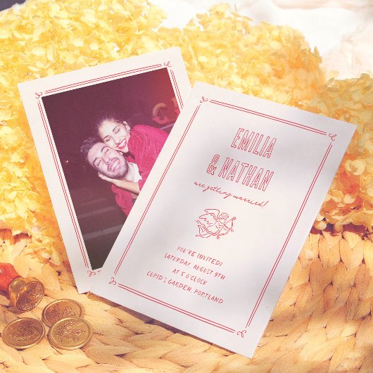 Papier Retro Love Struck Hand Drawn Cupid Budget Wedding