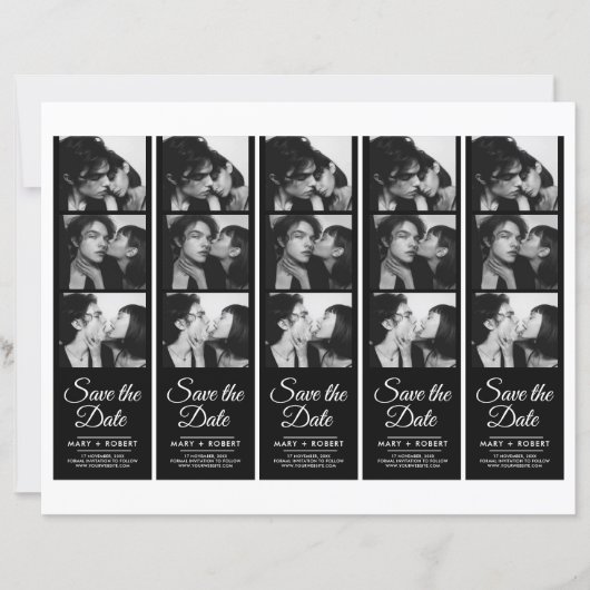Papier Retro Photo Booth 2x7" Enregistrer la Mariage de d (Devant)
