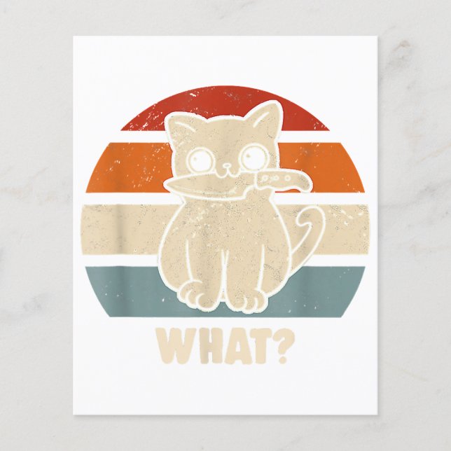 Papier Rétro Quel Chat Couteau Miaou Kitty Drôles de Chat (Devant)