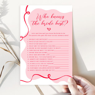 Papier Retro rose et rouge Qui connaît la mariée meilleur