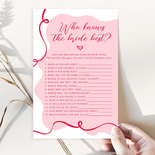 Papier Retro rose et rouge Qui connaît la mariée meilleur