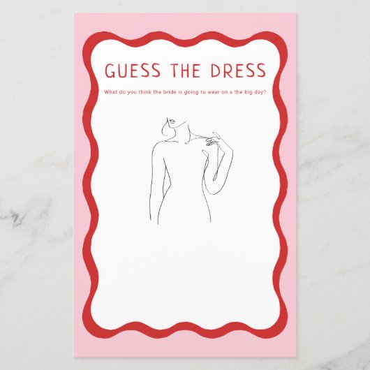 Papier Retro Rose Rouge Guess La robe jeu de la nuptiale (Devant)