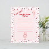 Papier Retro Rouge rose enfant's Birthday Wish List Papie (Debout devant)