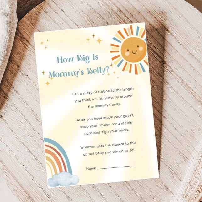 Papier Retro Sunshine Baby Shower How Big Is Game (Retro Here Comes The Son Sunshine Baby Shower Game)