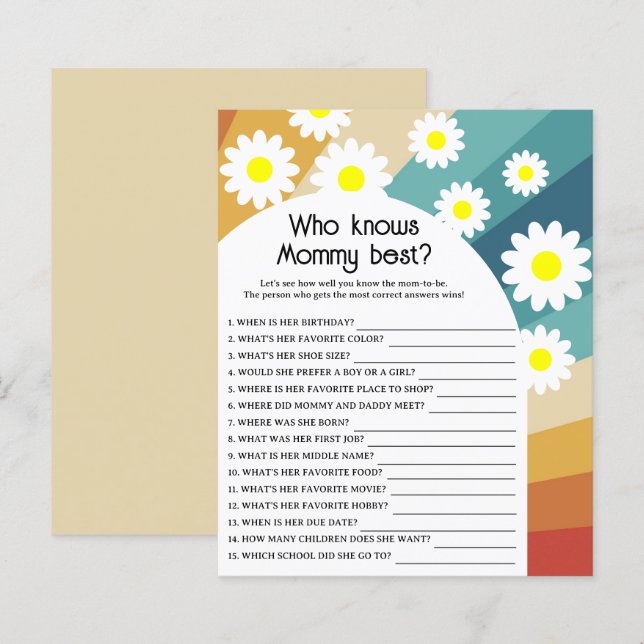 Papier Retro Super - Qui connaît MOMMY meilleur jeu (Devant / Derrière)