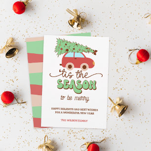 Papier Retro Super sapin de Noël voiture C'est la saison