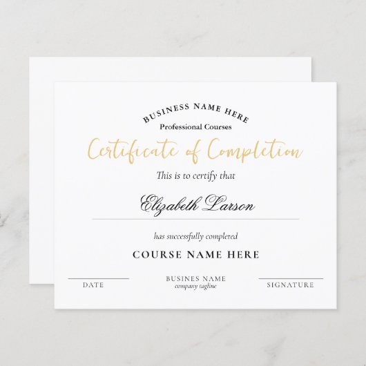 Papier Réussite certifiée Gold Calligraphic (Devant / Derrière)