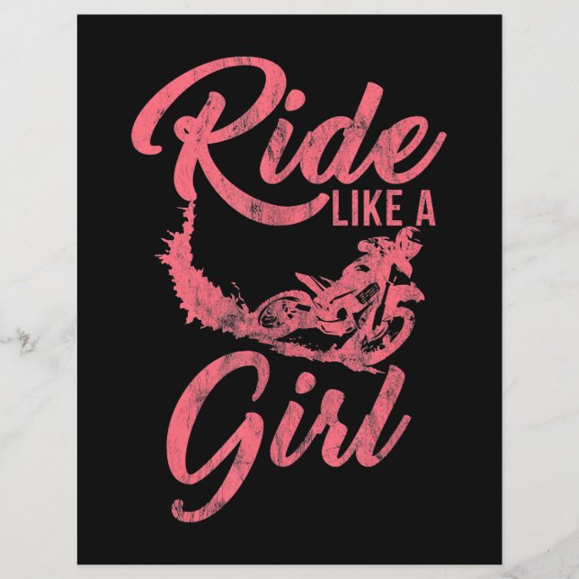 Papier Ride Comme Une Fille Moto Drôle Cadeau Drôle (Devant)