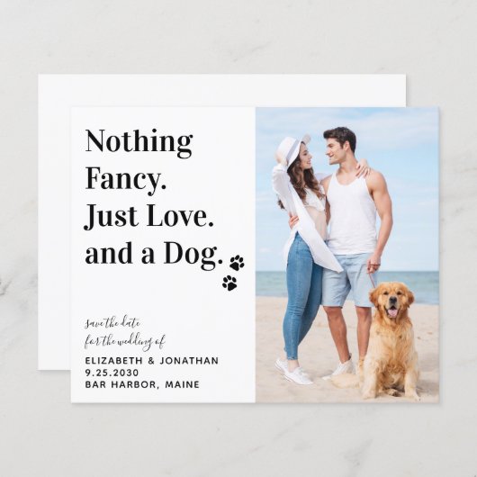 Papier Rien De Fancy Just Love Chien Enregistrer La Date  (Devant / Derrière)