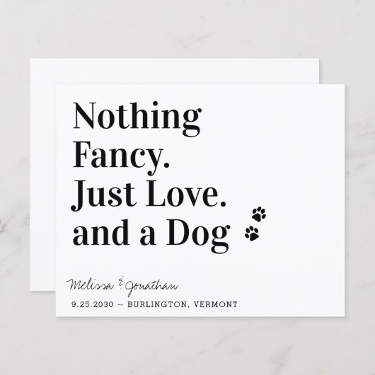 Papier Rien De Fancy Just Love Chien Enregistrer La Date  (Devant / Derrière)