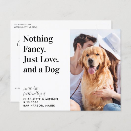 Papier Rien De Fancy Just Love Chien Enregistrer La Date (Devant / Derrière)