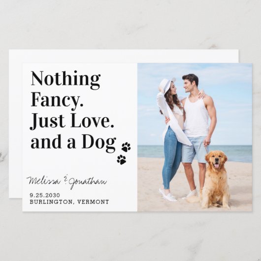 Papier Rien De Fancy Just Love Chien Mariage Enregistrer  (Devant / Derrière)