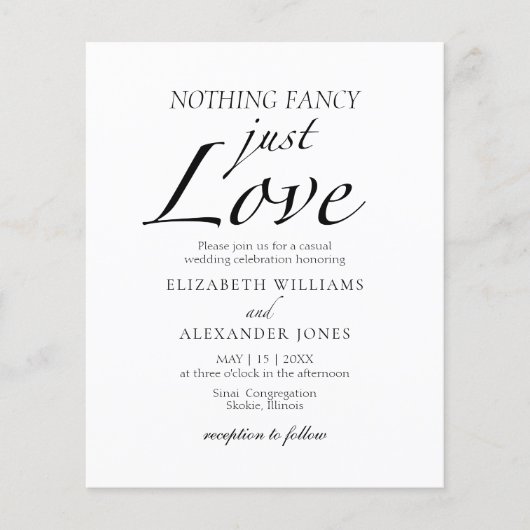 Papier Rien De Fancy Just Love Script Faire-part de maria (Devant)