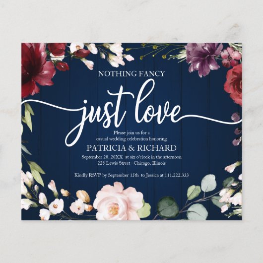 Papier Rien de fantaisie Budget Rustique Mariage Invitati (Devant)