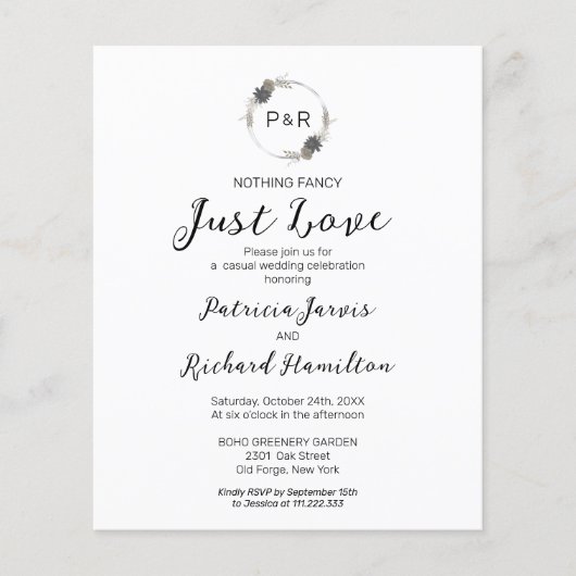 Papier Rien de fantaisie Monogramme Budget Mariage Invita (Devant)