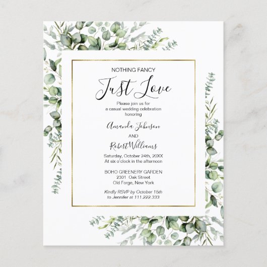Papier Rien de verdure fantaisie Budget Mariage Invitatio (Devant)