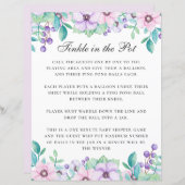 Papier Rincer dans la marmite. Jeu de baby shower fleuri (Devant / Derrière)