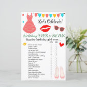 Papier Robe à pois Jeu d'anniversaire Ever ou Never (Debout devant)