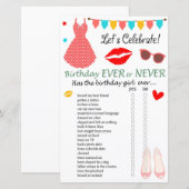 Papier Robe à pois Jeu d'anniversaire Ever ou Never (Devant / Derrière)