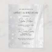 Papier Robe Bleue Dusty Snowflakes Sweet 16 Invitation (Dos)