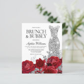 Papier Robe d'argent Roses Budget Douche nuptiale Invitat (Debout devant)