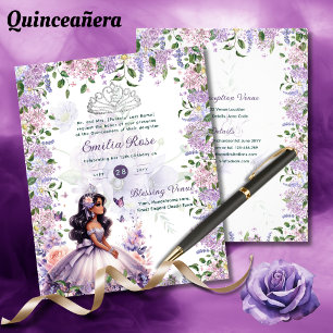 Papier Robe de Quinceanera en or violet Roses floraux