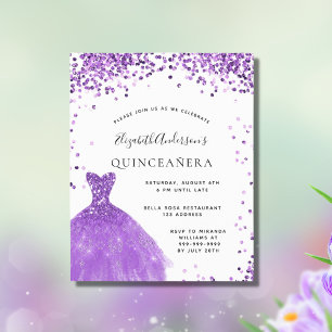 Papier Robe de Quinceanera violette blanche pailletée