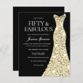 Papier Robe d'or Cinquante et fabuleux Invitation 50e ann (Devant / Derrière)