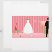 Papier Robe mariage rayée rose (Devant / Derrière)