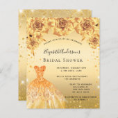 Papier Robe or fleurie nuptiale invitation budget (Devant / Derrière)