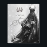Papier Robe Parties scintillant noire Snowflakes Sweet 16<br><div class="desc">Budget Silver Black Parties scintillant robe Snowflakes Winter Sweet 16 Invitation</div>